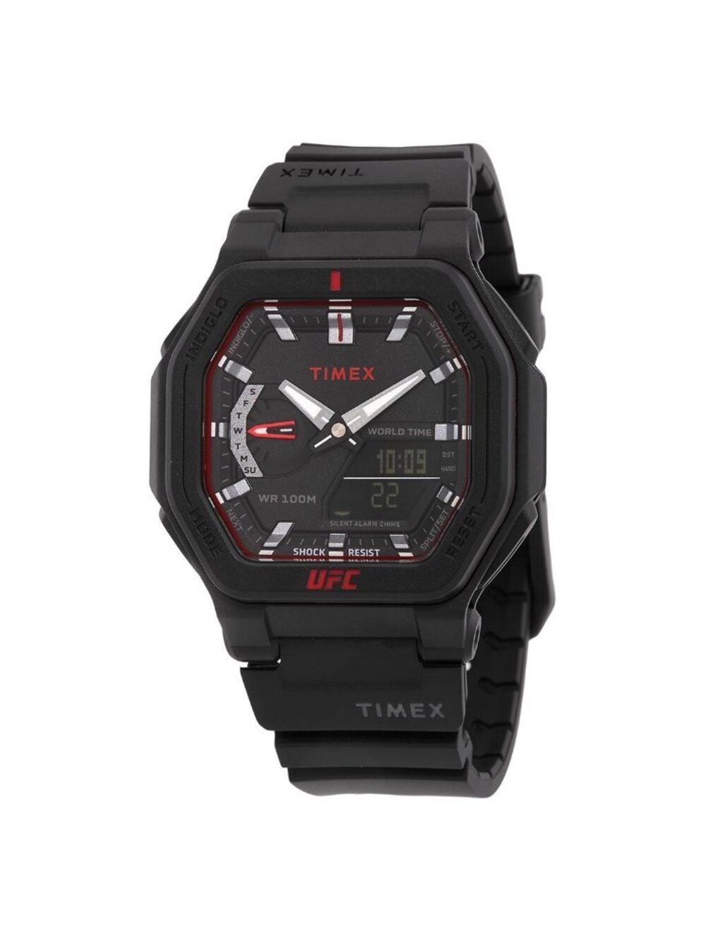 NWT Timex UFC Colossus Alarm World Time Quartz Analog-Digital Black Dial Men's W
